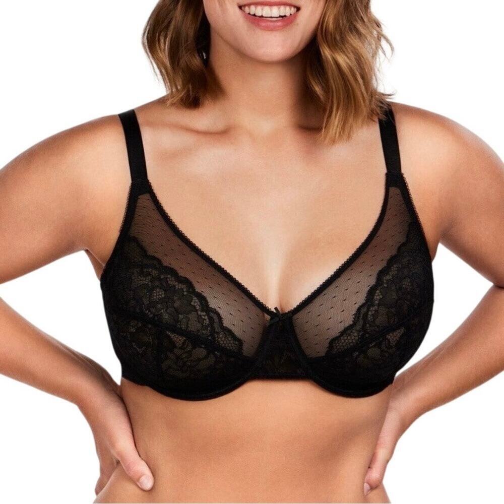 HSIA Enchante Black Lace Soft Mesh Underwire Bra Women's Size 44G NWT Lingerie